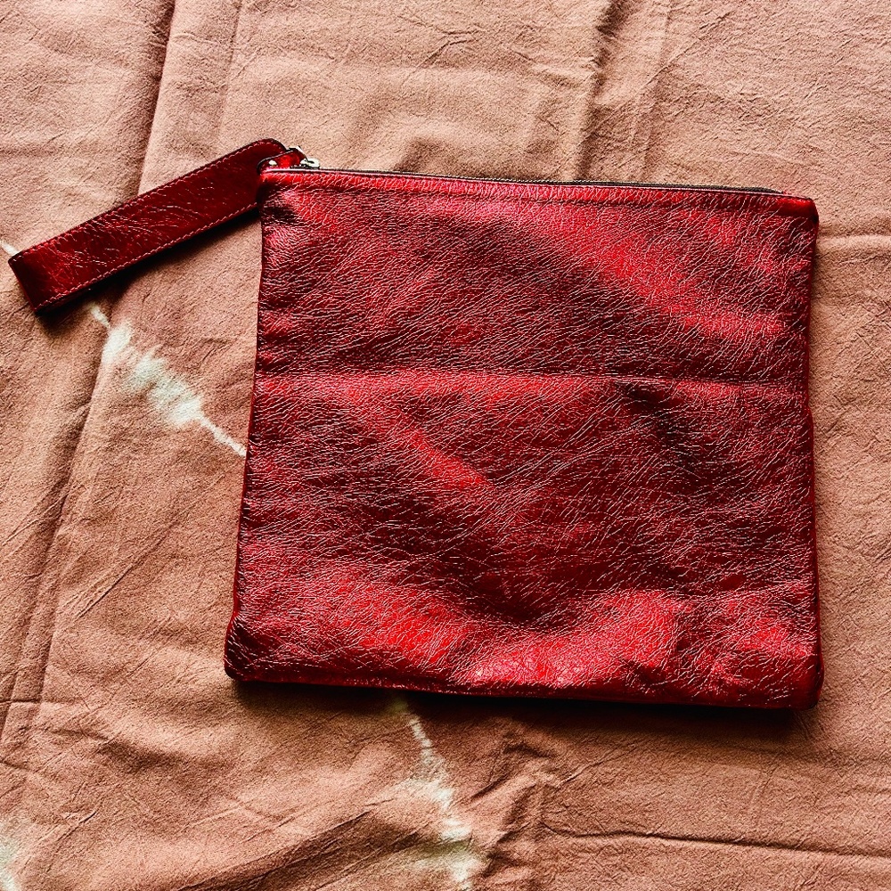 Metallic calfskin Clutch